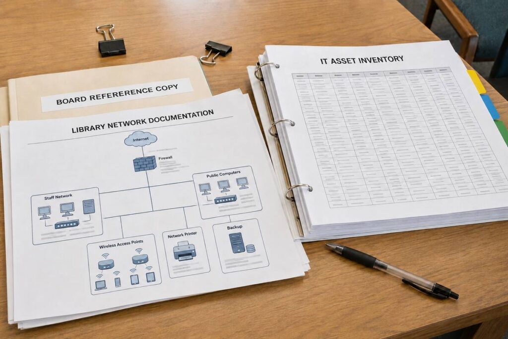 Network documentation and asset inventory prepared for a public library board.
